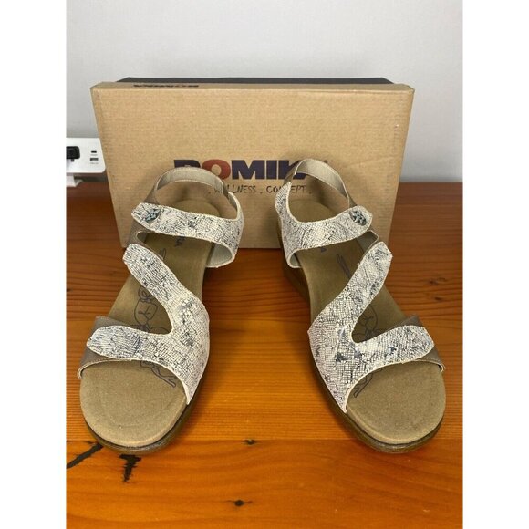 Romika Shoes - Romika brown/cream Nevis 07 Leather Wedge Sandals Size 42/11Cushioned Sole